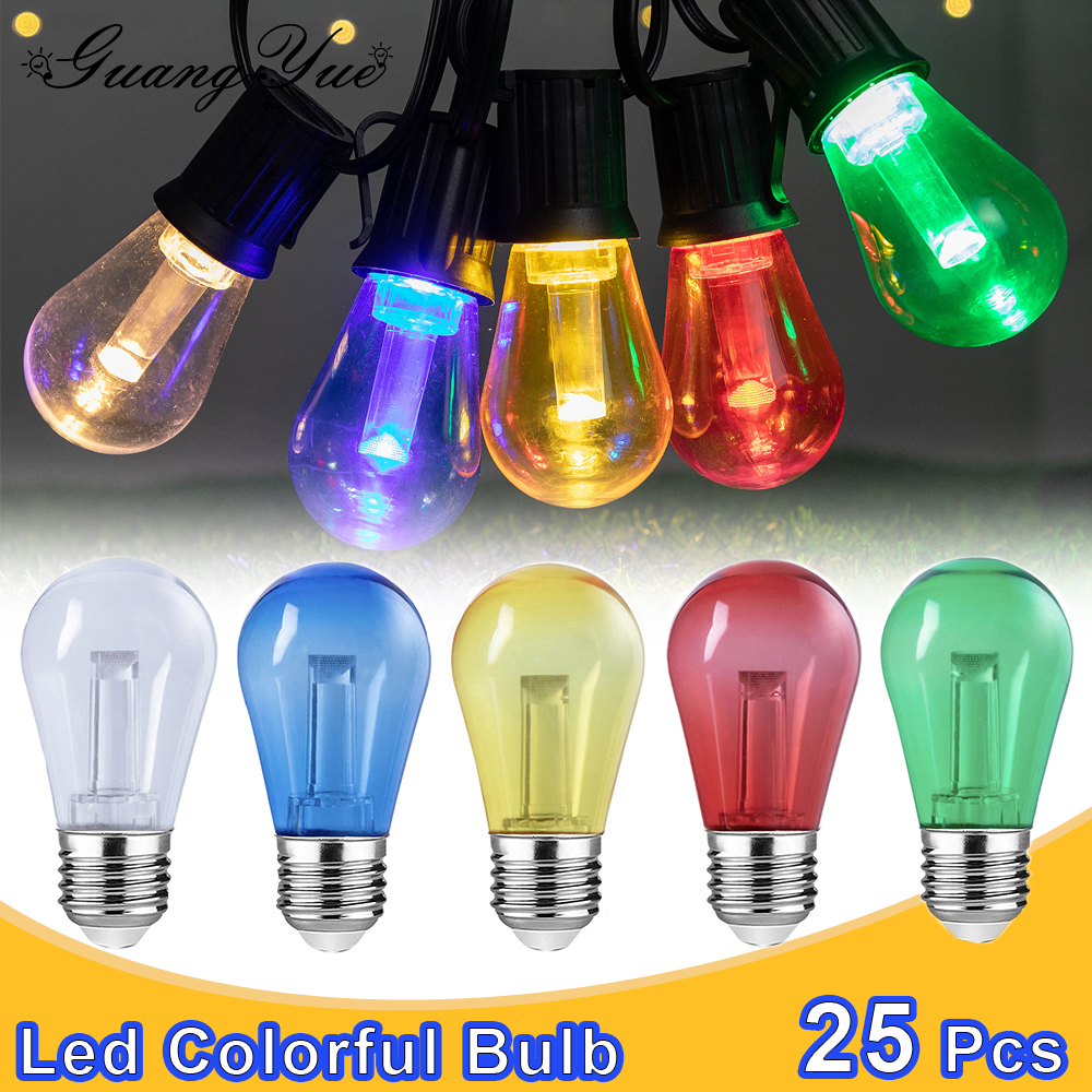 プラスチックカラフルな S14 LED 電球 220 V E27 2 ワット交換可能なストリングライトハロウィン誕生日パーティーバーフェスティバル装飾ライト