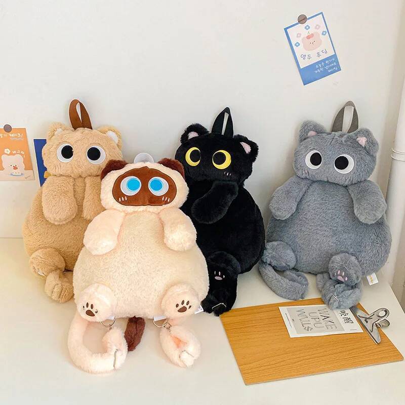 子供かわいいぬいぐるみかわいいソフト大きな目猫のおもちゃバックパック大容量ぬいぐるみバッグ男の子女の子