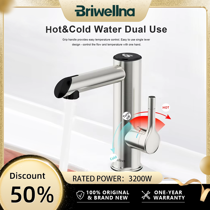 Briwellna 電気 Warer ヒーター蛇口ステンレス鋼加熱タップ浴室用 220V 温水蛇口インスタント温水ヒーター