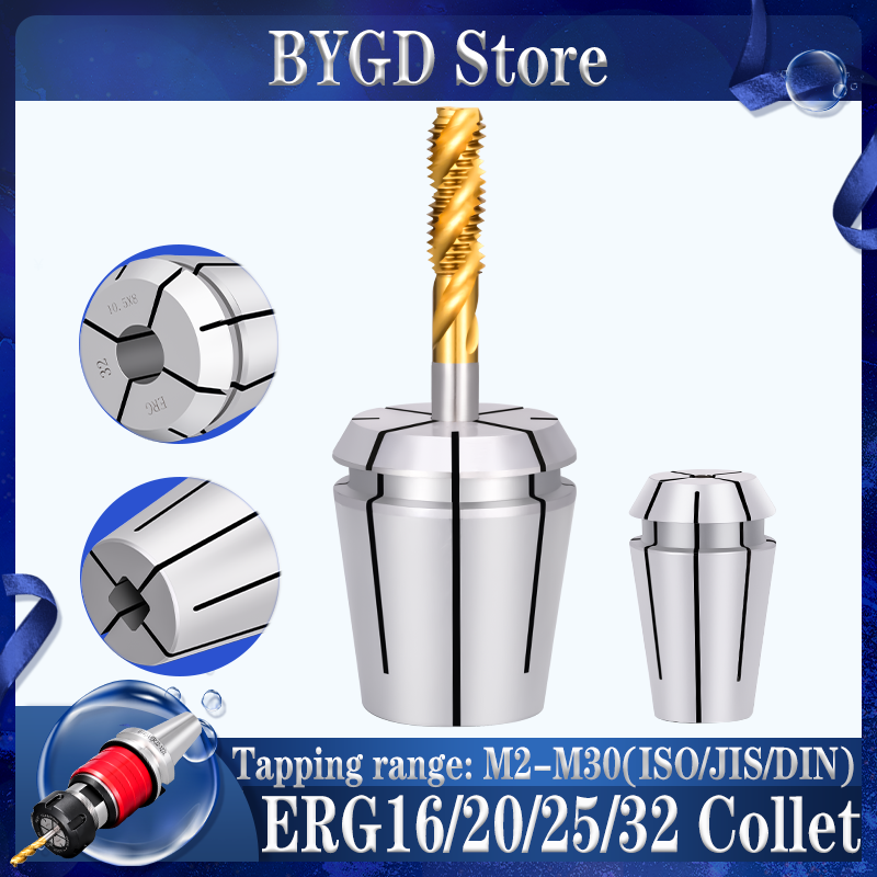 ERGネジコレットタップチャック、ERG16 ERG20 ERG25 ERG32角チャックDIN JIS ISO規格、BT40 VER ETPに使用 ERGチャックコレット