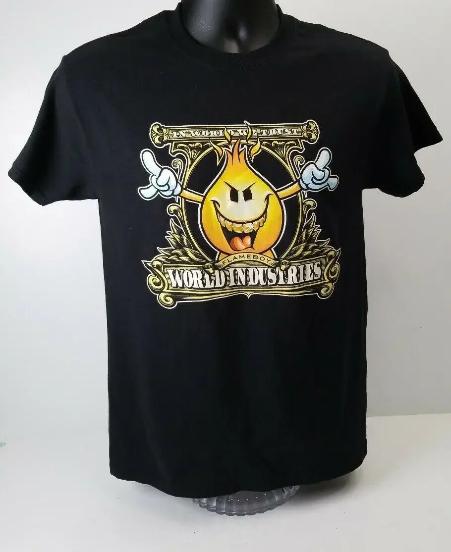 新品タグなし World Industries Skateboards ブラック T シャツ サイズ S フレームボーイ