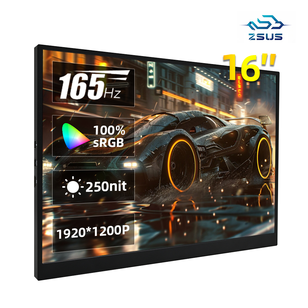 ZSUS 16 インチポータブルモニター 100%sRGB 1200P IPS 165hz ゲームコンピュータディスプレイ Steam デッキラップトップスイッチ PS4 PS5 Xbox