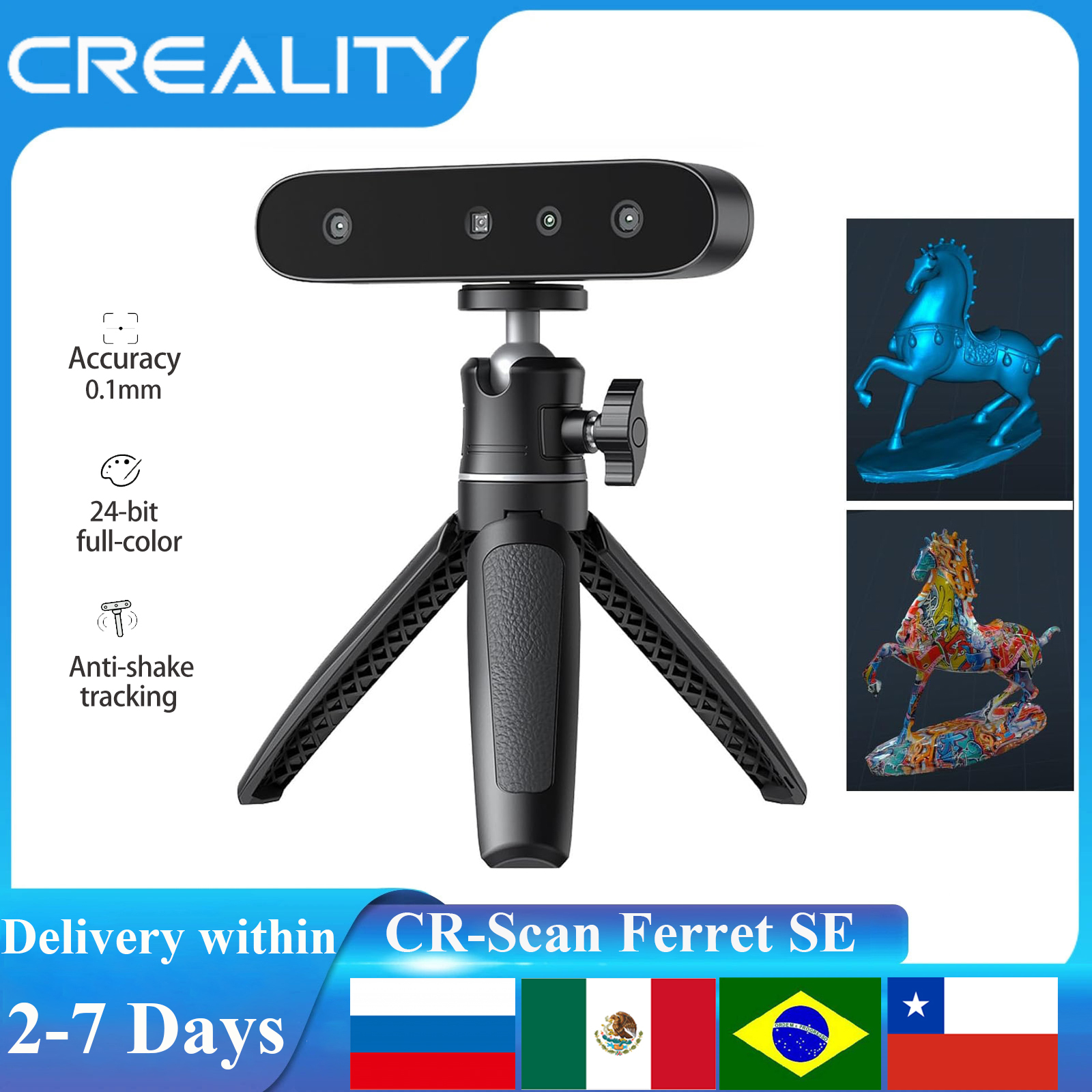 Creality CR-Scan Ferret SE 3D スキャナー手ぶれ補正トラッキング 24 ビットフルカラー最大 0.05mm 30fps スキャン CREALITY 3D プリンター用