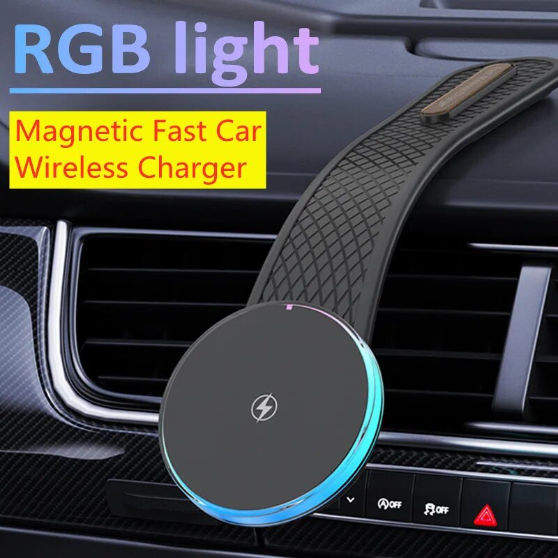 磁気車のワイヤレス充電器自動車電話ホルダーマウントダッシュボード 15 ワット高速車の充電 Macsafe iPhone 15 14 13 12 Pro Max Mini