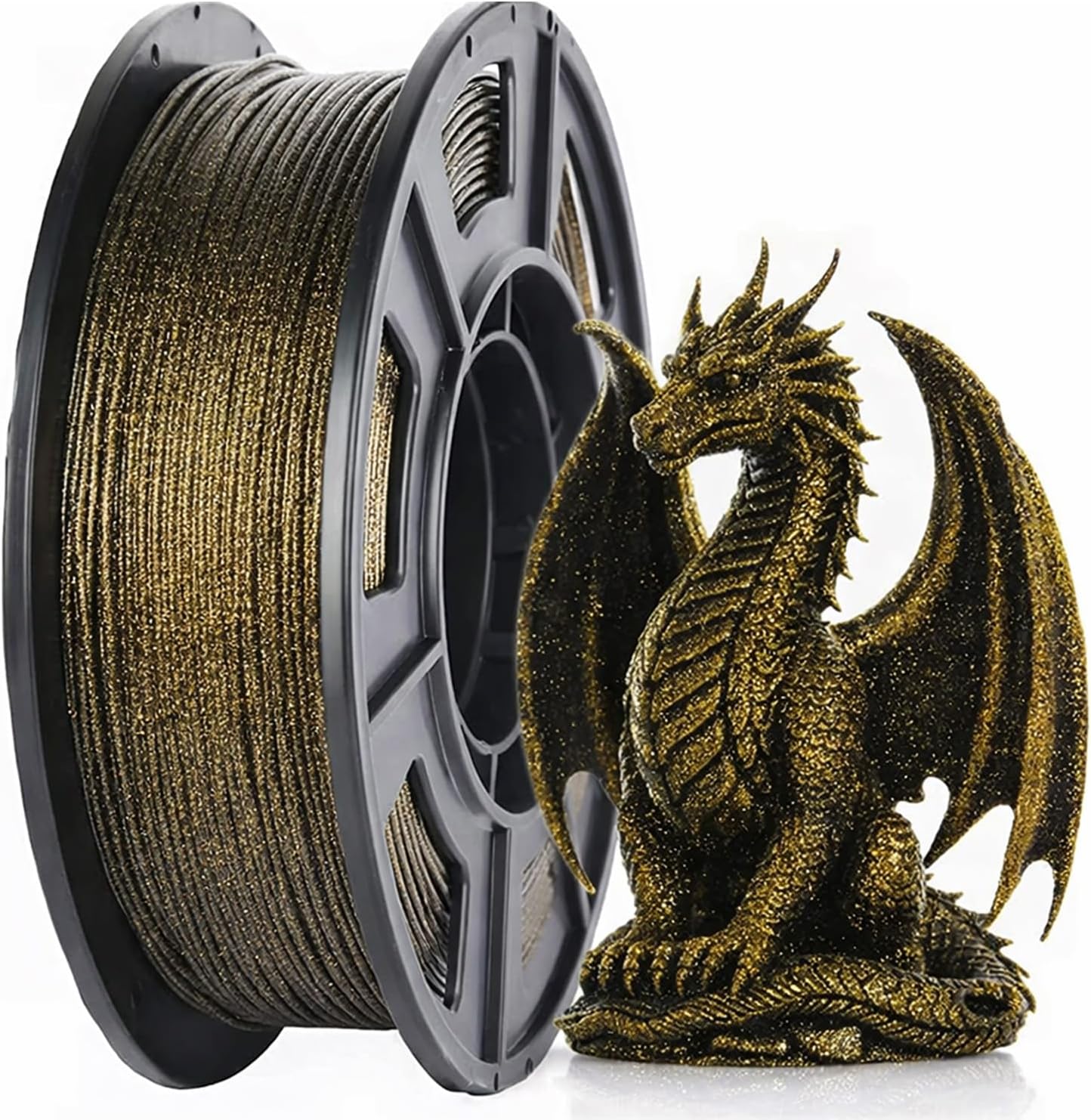 3D プリンターフィラメントギャラクシーグリッター PLA フィラメント 1.75 ミリメートル 3D 印刷フィラメント、ブラックグリッターゴールド、250 グラム/500 グラム、スプール
