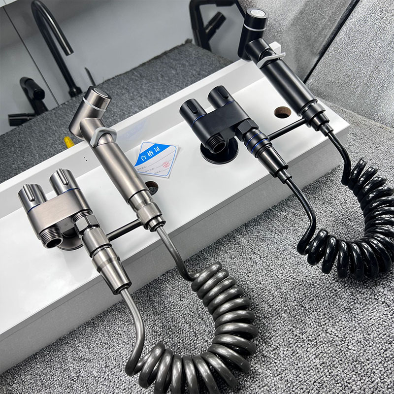 ステンレス鋼ハンドヘルドトイレスプレービデ蛇口シャワーヘッド衛生シャワートイレ蛇口ダブルアウトレットビデ