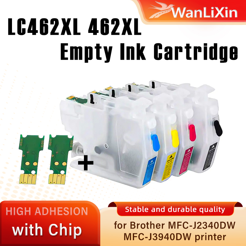 LC462 LC462XL チップ付き空インクカートリッジの組み合わせ、Brother J3940 J2340 J3540 MFC-J2340DW MFC-J3940 プリンターに適しています。