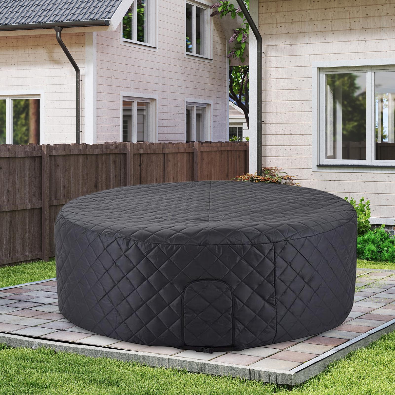 ホットタブカバー断熱ホットタブインフレータブルラウンドカバー防水冬プールプロテクター耳保護日焼け防止スパ