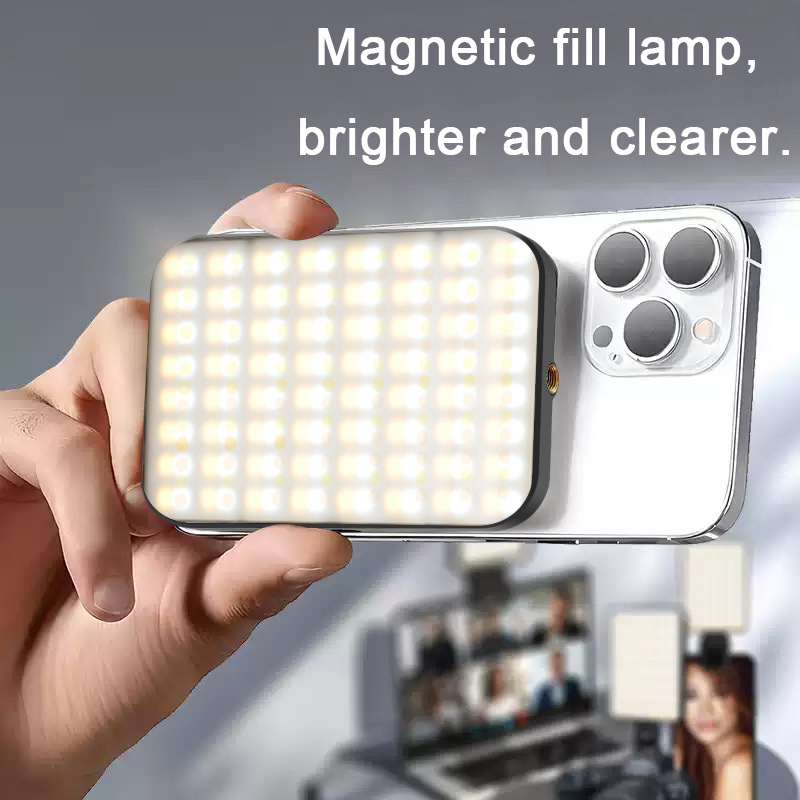 ミニ 1800 mAh 磁気自撮りフィルライト 3 色充電式フォトクリップライト電話コンピュータ写真撮影補助ライト