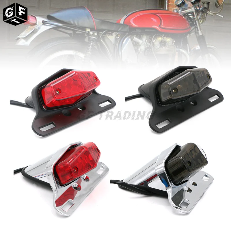 オートバイ LED テールライトホンダトライアンフボンネビル BSA ノートンスクランブラールーカスバイクテールライトリアライトナンバープレートライト