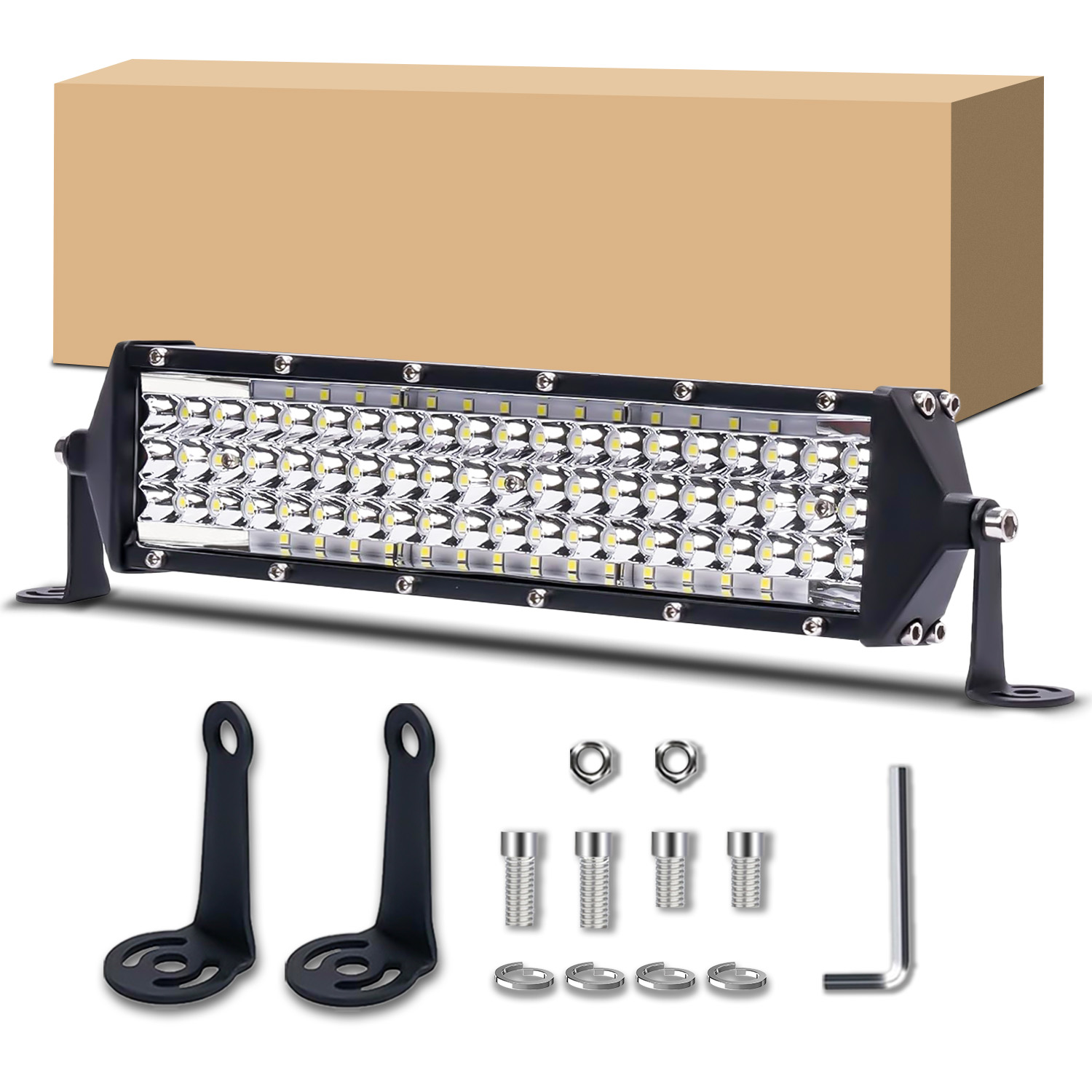12 Inch LED Light Bar  Offroad Fog Light Driving Lights LED Pods IP68 Waterproof Five Rows Spot & Flood Combo Beam LED Fog Light