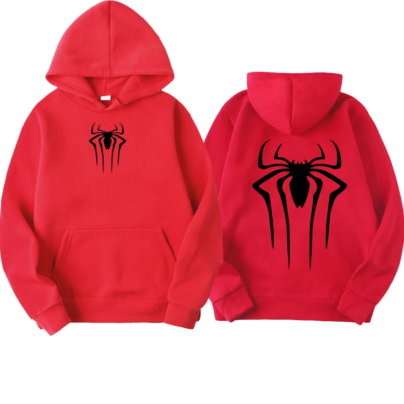 ファッションプリントスパイダーパーカー男性用カジュアルパーカープルオーバースウェットシャツ男性用トップスパイダーパーカースウェットシャツ