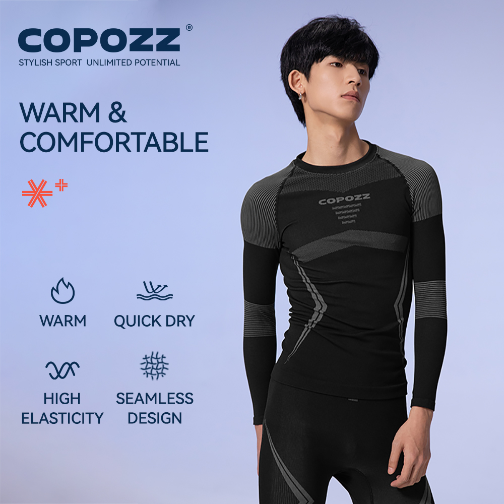 COPOZZ 男性女性スキーサーマル下着セット速乾性機能圧縮トラックスーツタイトなスノーボードトップスとパンツ大人