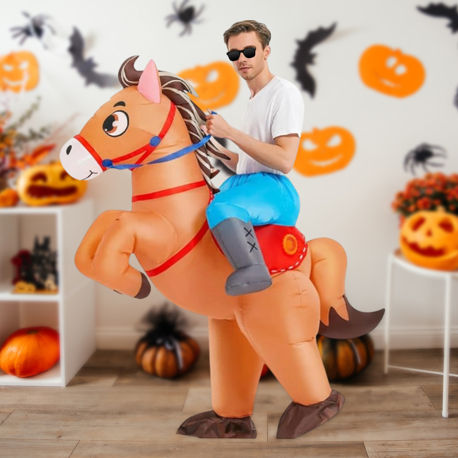 プレミアムインフレータブル乗馬コスチューム陽気な爆発ハロウィーンパーティー動物コスプレクリスマスカーニバルテーマイベント用