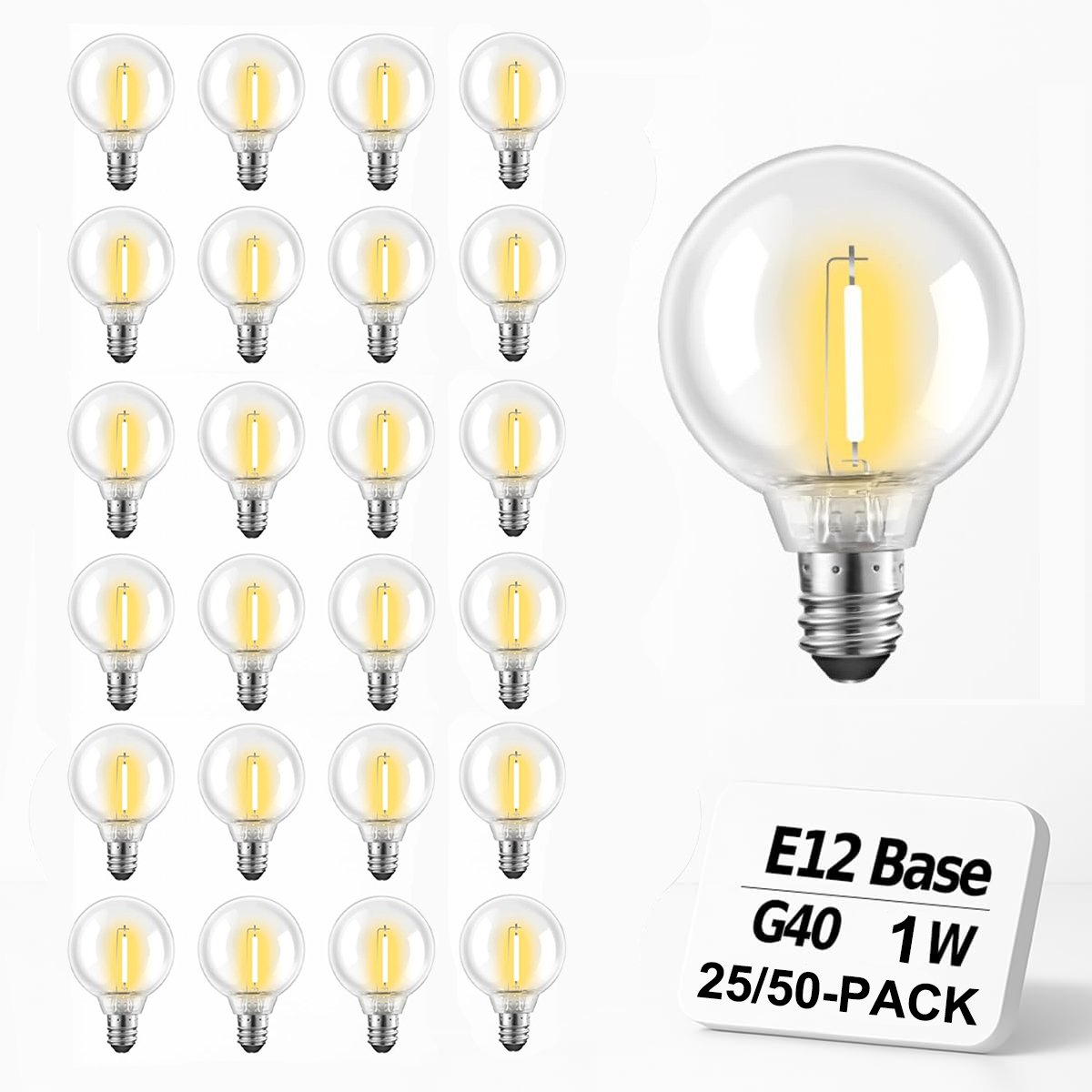 屋外 LED 電球 E12 G40 Light Bubs1W ミニグローブ交換用電球プラスチック飛散防止庭庭ストリングライト装飾ライト用