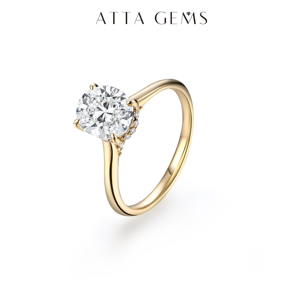 ATTAGEMS オーバルカット 9*7 ミリメートル 2CT D VVS1 モアッサナイトリング S925 スターリングシルバー女性のための婚約結婚式レディースジュエリーギフト高級