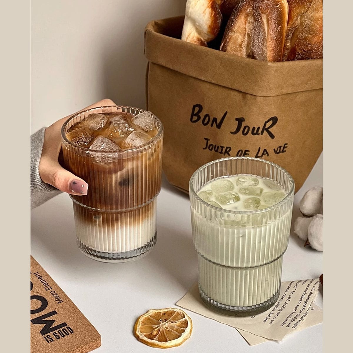 450ml (ガラスストロー蓋) おしゃれなストローカップ、コーヒーミルクティーカップ、ポータブルコンパニオンカップの1セット