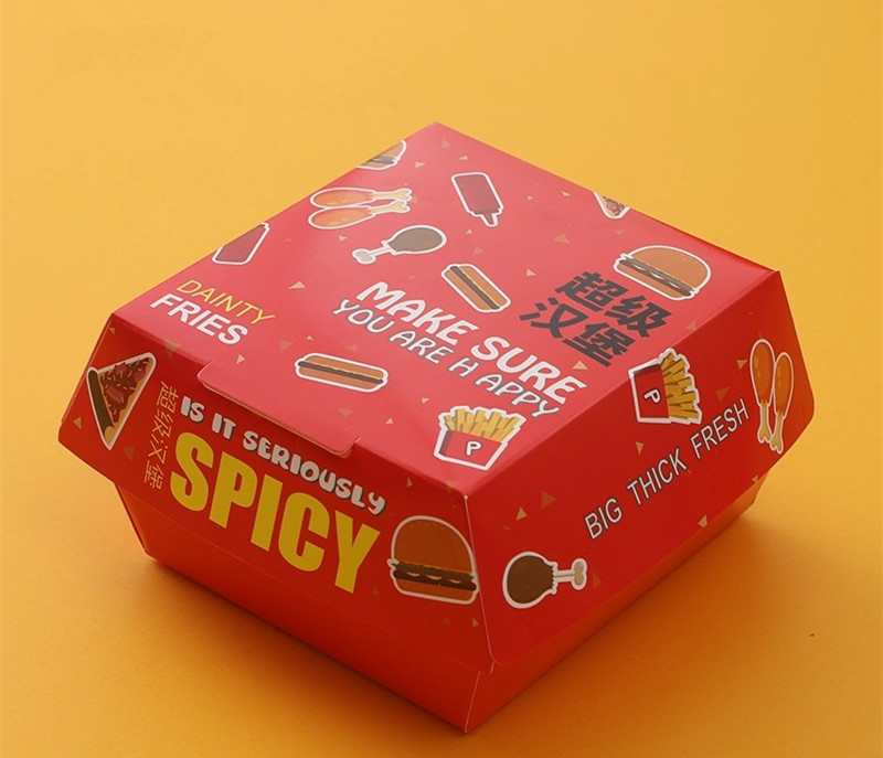 50 個クラフト紙ハンバーガーボックス弁当デザート包装箱手作りパン包装箱パーティー用品