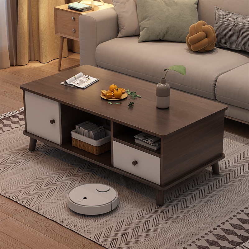 コーヒーテーブル リビングルーム 家庭用 モダン シンプル コーヒーテーブル 小さなアパート 無垢材脚 ティーテーブル ティーテーブル 正方形