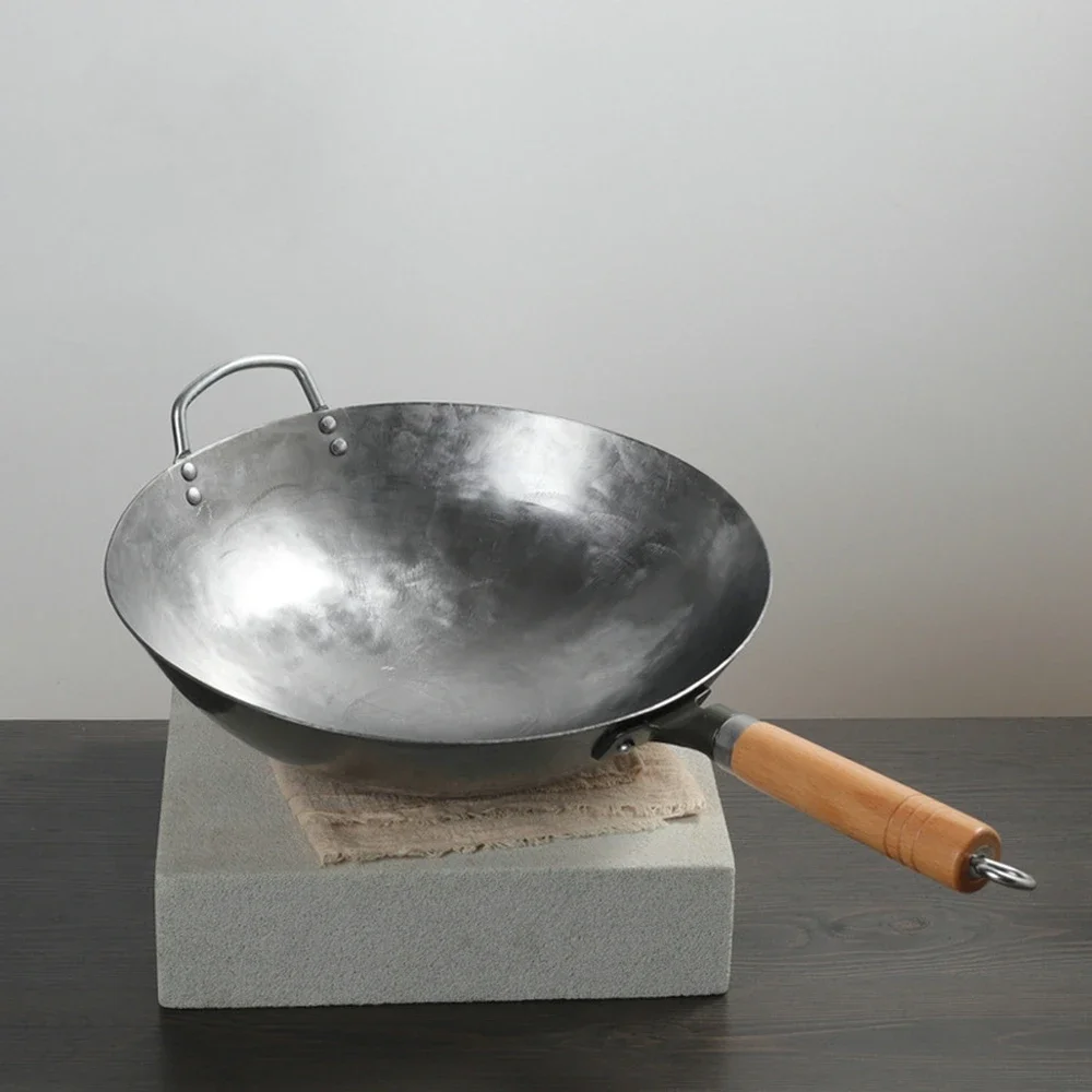 中国の鉄中華鍋手作り鉄中華鍋テフロン加工パンノンコーティングガス炊飯器調理器具