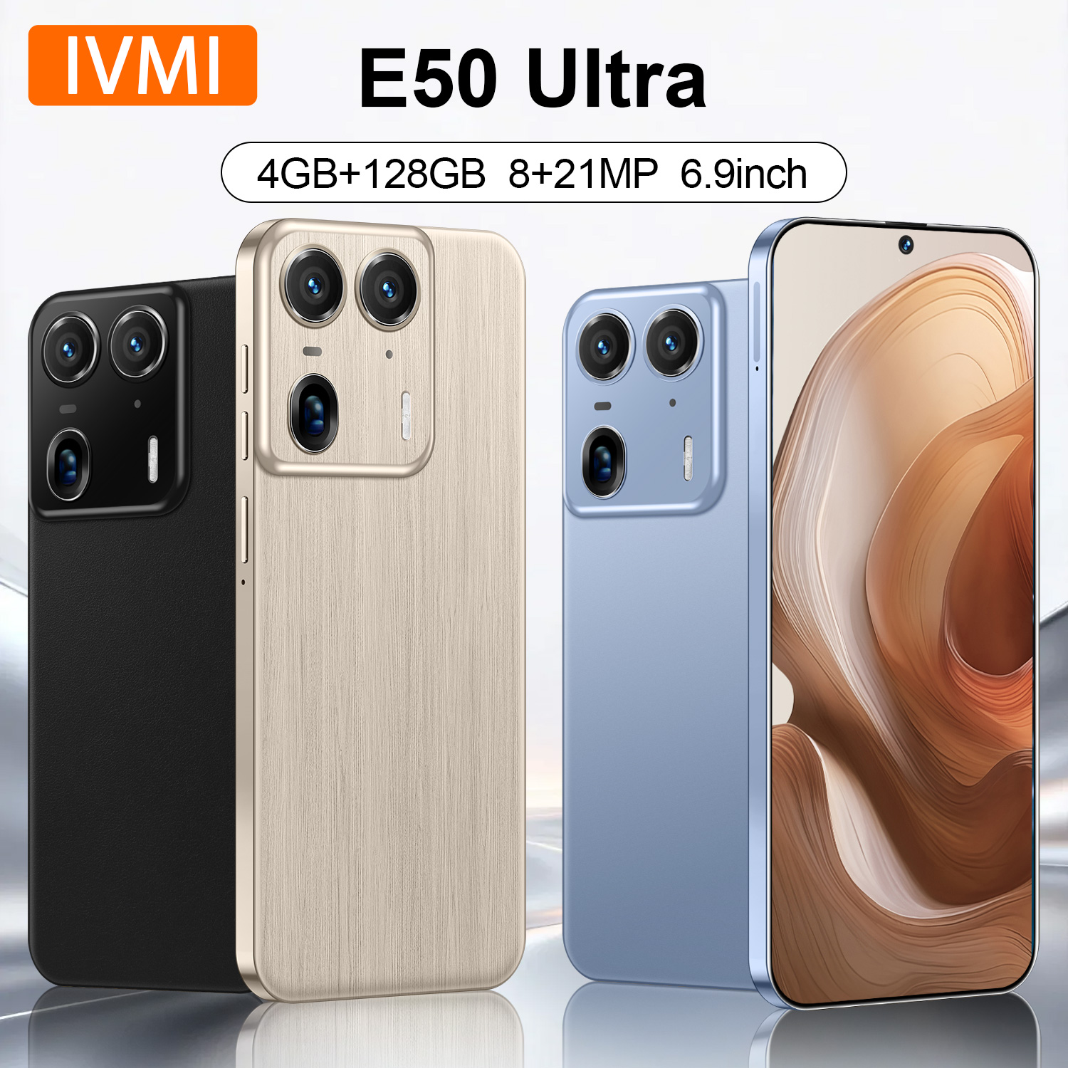 IVMI E50 ウルトラスマートフォン Android 12 6.9 インチ画面 4 128 ギガバイト 8 21MP 携帯電話 5000mAh Google Play ストア電話