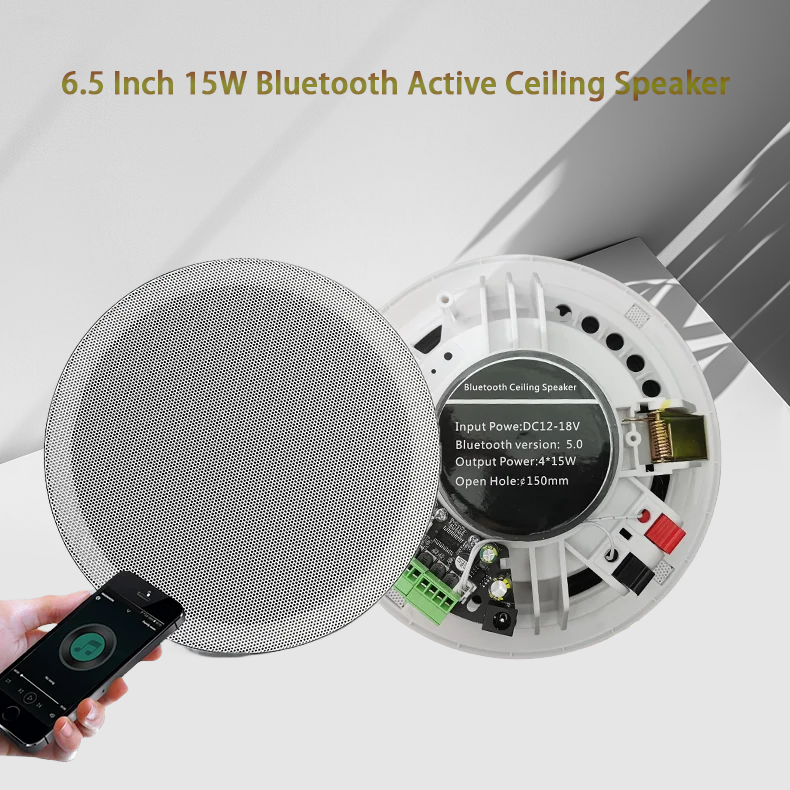 防水内蔵デジタルクラスDアンプBluetooth対応天井スピーカー15W 6インチアクティブロードスピーカー屋内オーディオ用