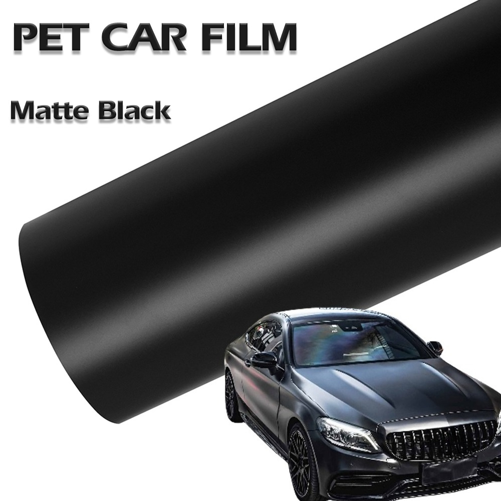 マットブラック PET 車ビニールラップ防水自己粘着 PVC フィルム傷つきにくい自動車ボディ保護ステッカーデカール