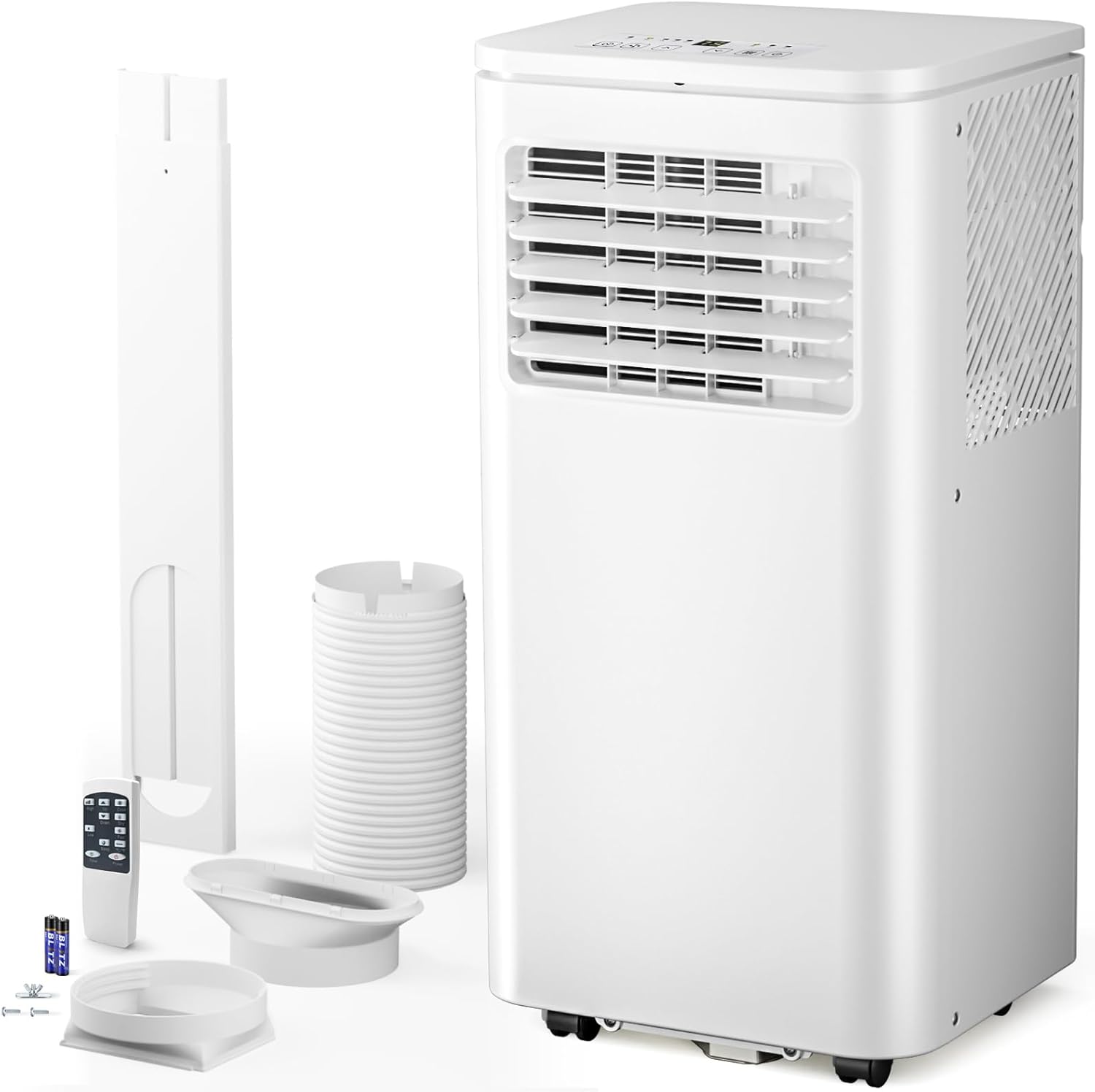 ポータブル エアコン 8000 BTU、冷却、除湿器、ファン、スリープ モード、24 時間タイマー、リモコン、キャスター ホイール、アップグレードされた窓取り付けキットを備えた 4-in-1 AC ユニット
