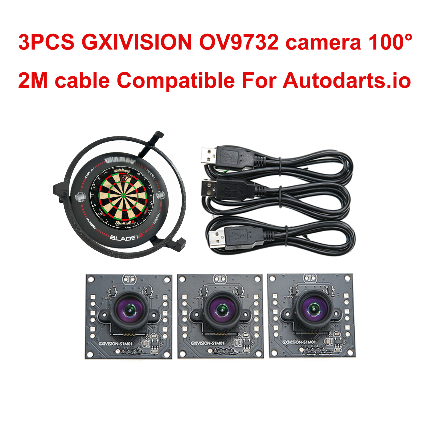GXIVISION USB カメラモジュール IMX179 /OV2735/OV9732/OV2710 100 度 30fps 2M Cbale 歪みなし、Autodarts.io と互換性あり