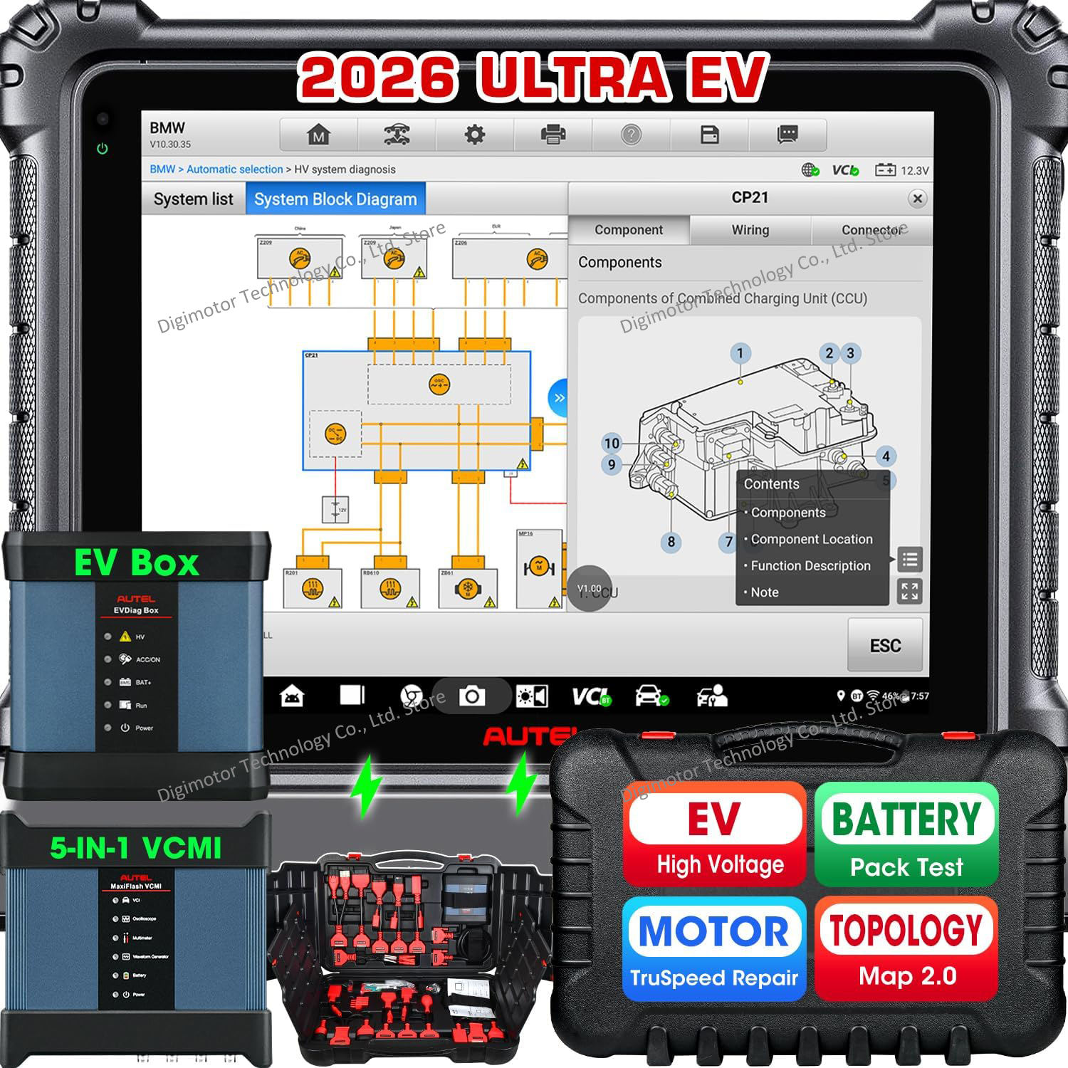 Autel Ultra EV インテリジェント診断ツール 2026Ver. EVDiag キット付き VCMI ECU コーディング キー プログラミング 高電圧バッテリー分析