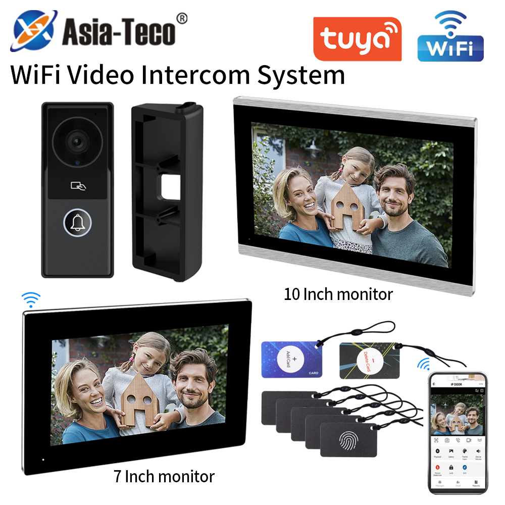 Wifi Tuya ビデオインターホン 1080P ビデオドアベル HD カメラモーション検出 7/10 インチタッチモニターワンキーアプリロック解除アパート用
