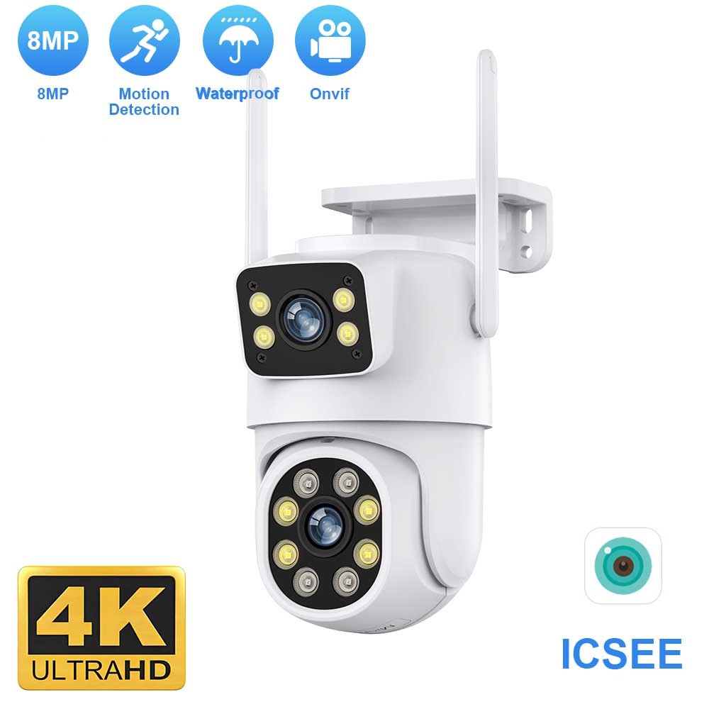 TAITAS 8MP PTZ Wifi カメラ屋外ナイトビジョンデュアルスクリーン人体検出 4MP セキュリティ保護 CCTV 監視 IP カメラ