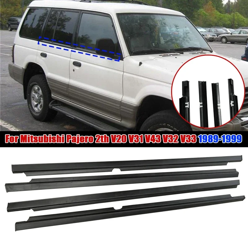4 ピース/セット黒車窓ガラスシール成形トリムモンテロ 2th V20 V31 V43 V32 V33 1989-1999