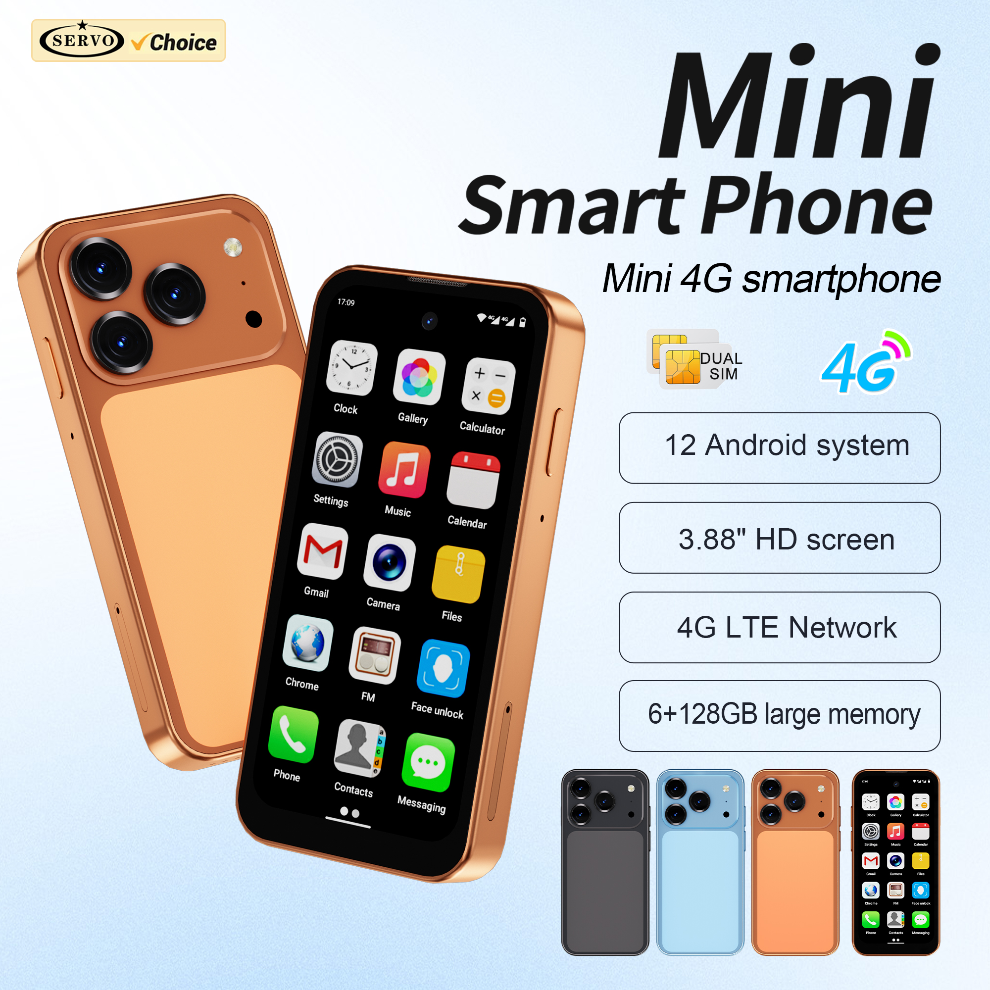 SERVO 19 Air Android ポケットスマートフォン 4G LTE 3.88 "ディスプレイ 6GB 128GB Google Play WiFi ホットスポットデュアル SIM カードミニスマートフォン
