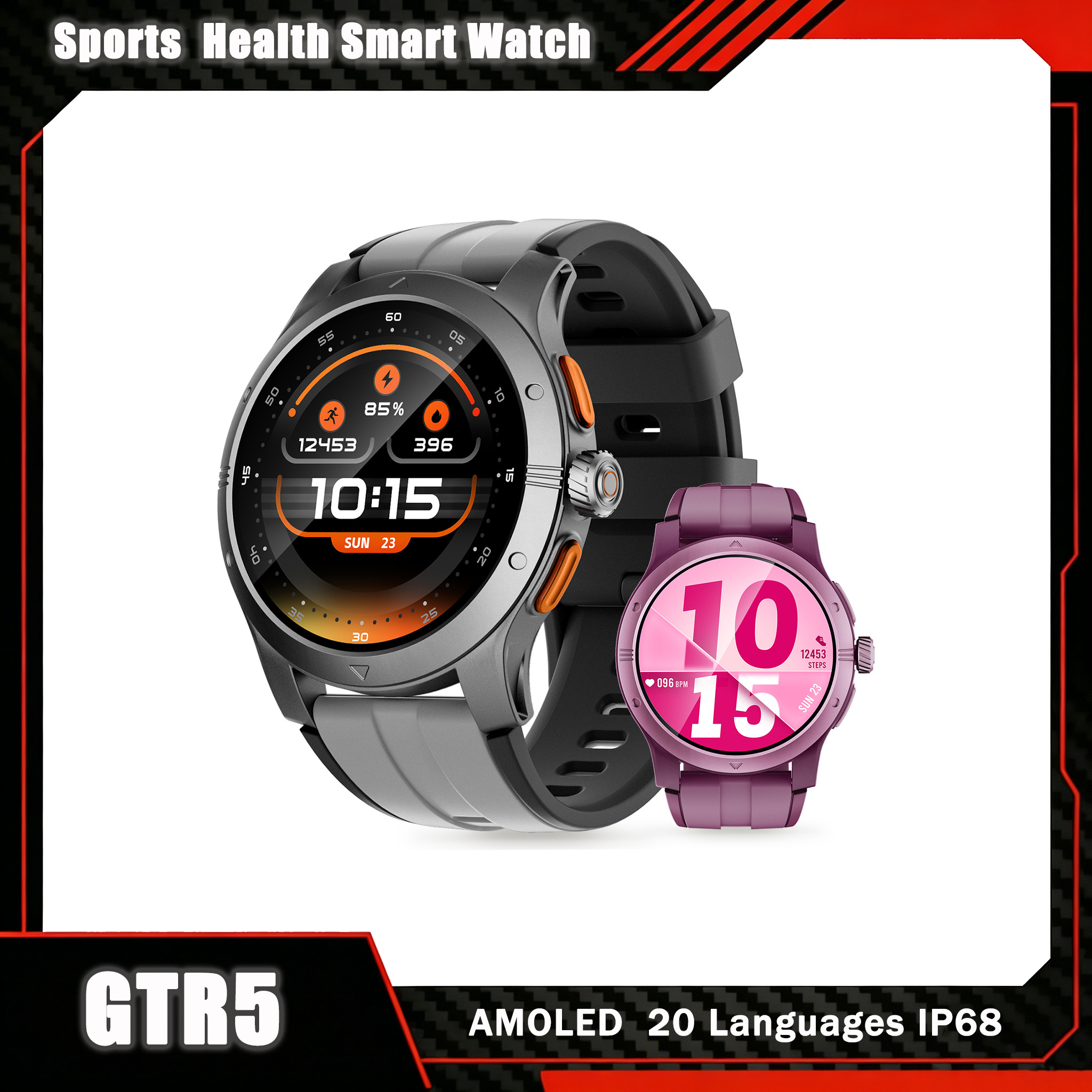 GTR5 スマートウォッチ AMOLED Bluetooth 通話 1.43 インチ大画面男性スポーツフィットネストラッカー心拍数健康モニタースマートウォッチ