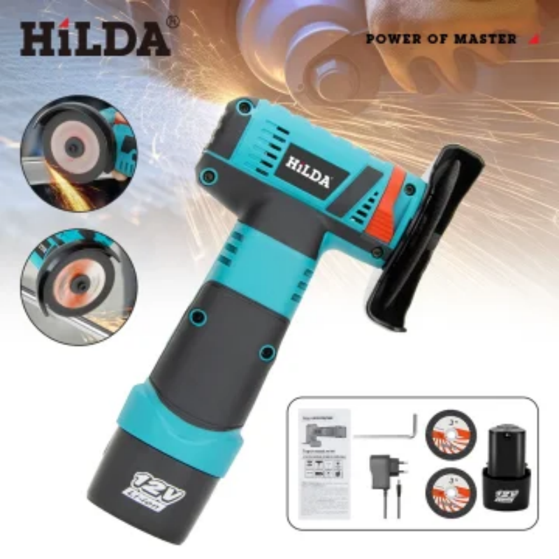 HILDA 12v ミニアングルグラインダー充電式研削工具研磨研削盤切断ダイヤモンドコードレス電動工具
