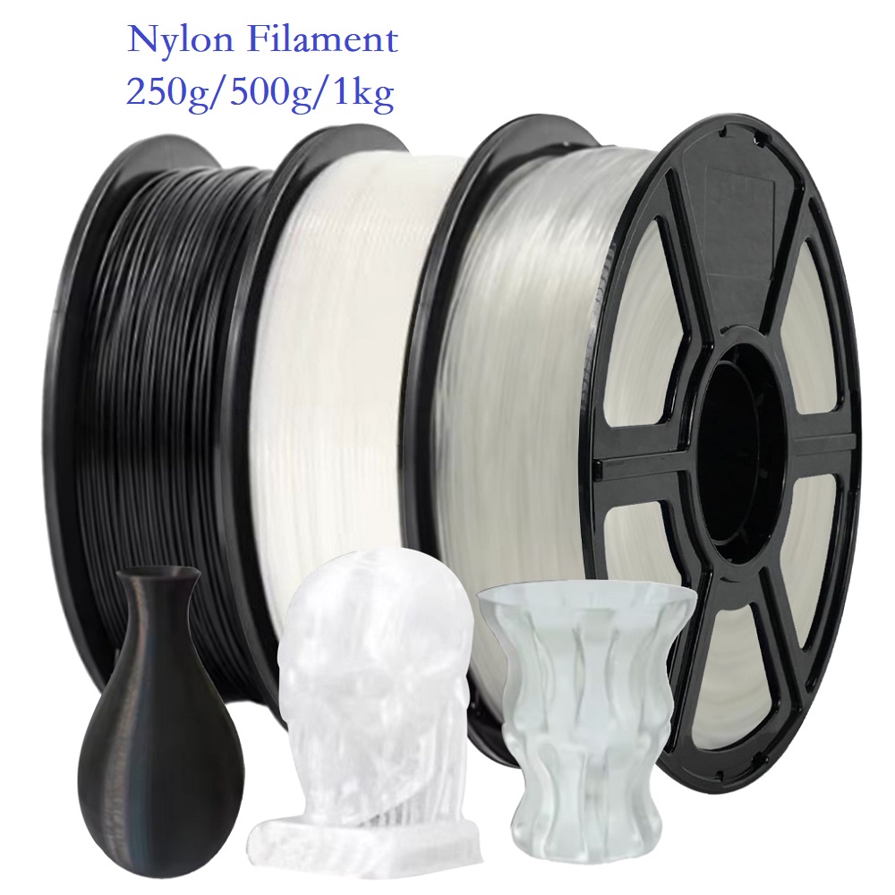 PA ナイロンフィラメント 1 キロ 500 グラム 250 グラム 1.75 ミリメートル FDM 3D プリンタフィラメントナイロン黒白透明強力で耐久性のある PA6 材質