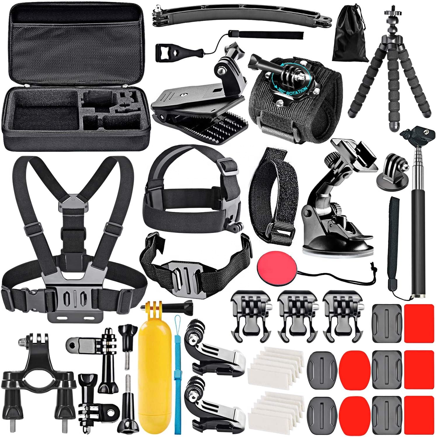 屋外カメラアクセサリー Go Pro 10 9 7 8 50 in 1 カメラマウント スポーツアクセサリーセット Gopro Hero 8 9 10 11 ブラックカメラ用