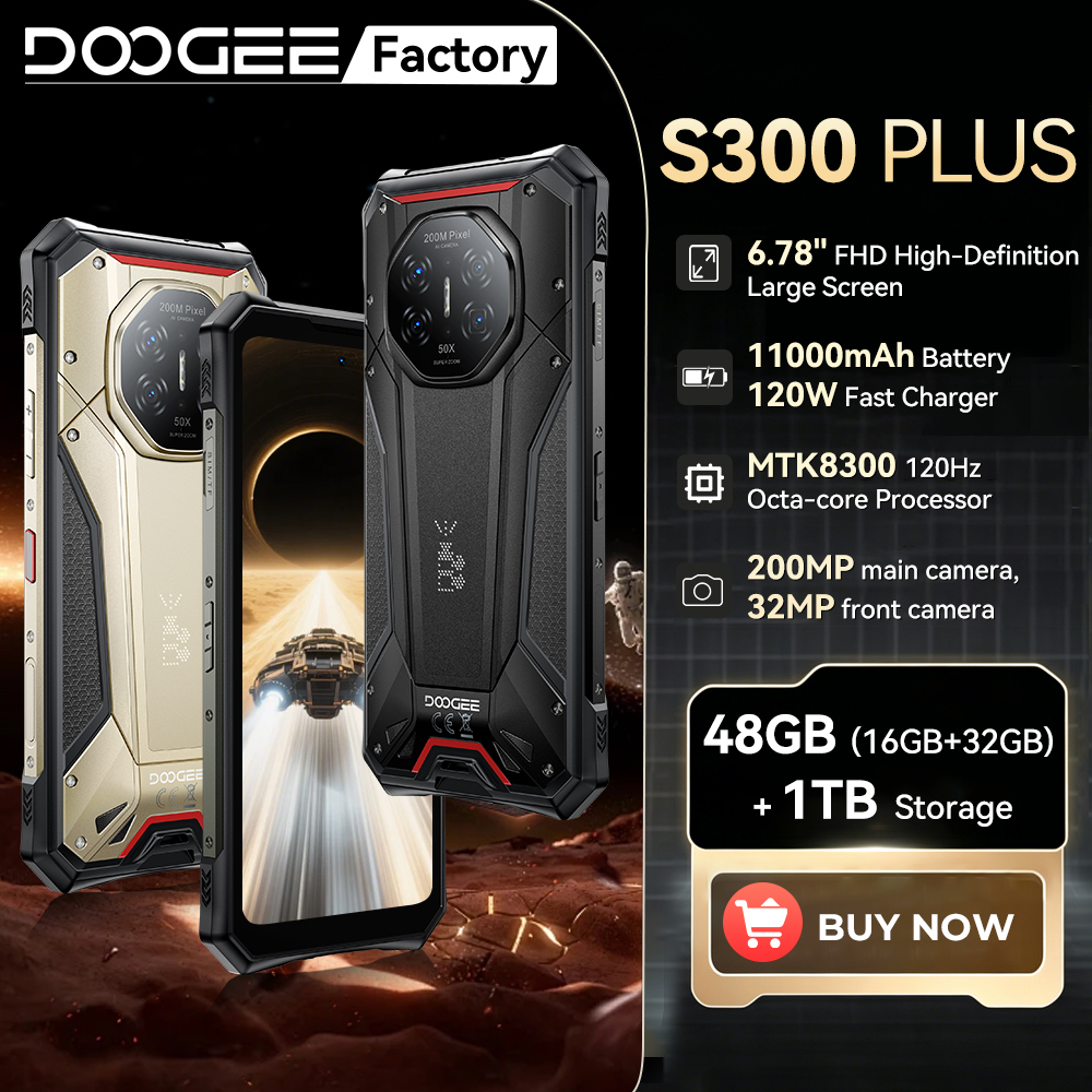 グローバルバージョン DOOGEE S300 Plus 5G 頑丈な電話 6.78 "ジェミニ AI LED ライト寸法 8300 48GB 1TB 11000mAh スマートフォン Android 16