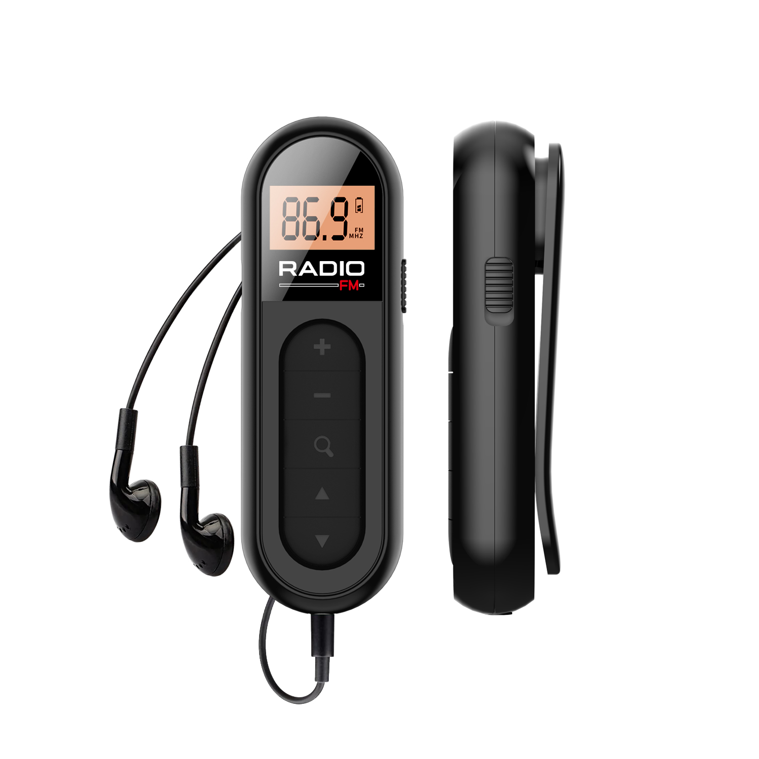FM ポータブルラジオ、最高の受信デジタルチューニングを備えた充電式ポケットラジオ、LCD スクリーン、ベルトクリップ、ステレオサウンドイヤホンジャック