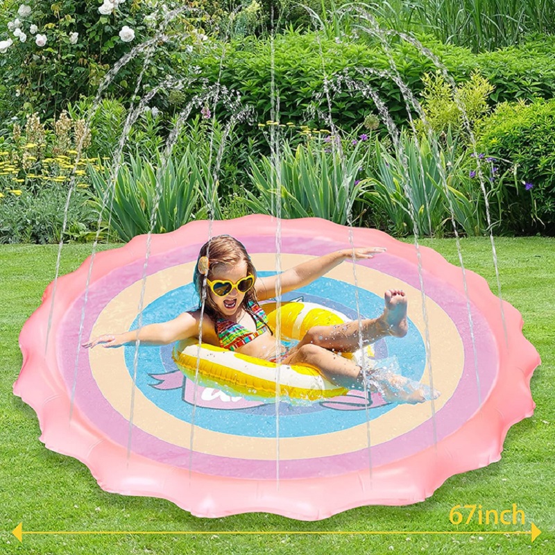 夏の子供の遊びスプリンクラーマット 170 センチメートルユニコーンサメスプレーマット屋外子供のはね噴水おもちゃ