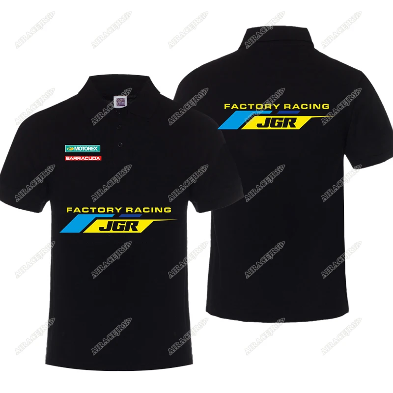 スズキオートバイモト GP Knigh レーシングチーム乗馬スポーツ黒色あせなしジャージ夏ポロシャツ