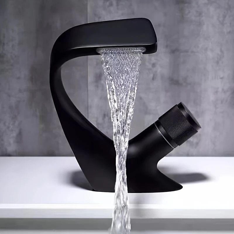 すべての銅黒洗面器滝蛇口温冷トイレ洗面器蛇口アンダーカウンター洗面器単穴蛇口