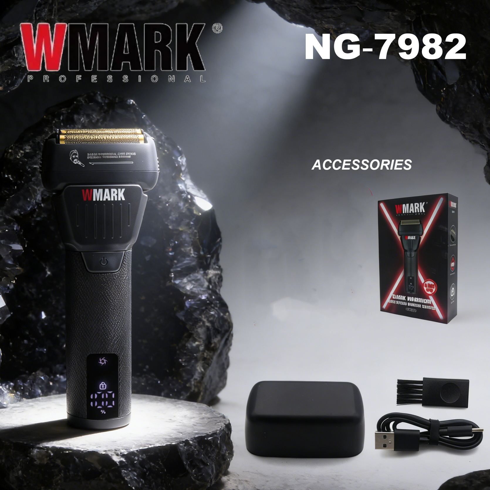 WMARK シェーバー プロフェッショナル チタン箔 充電式 IPx6 ヒゲトリマー 9000RPM アルミニウムハウジング シェービングマシン 男性用 NG-7982