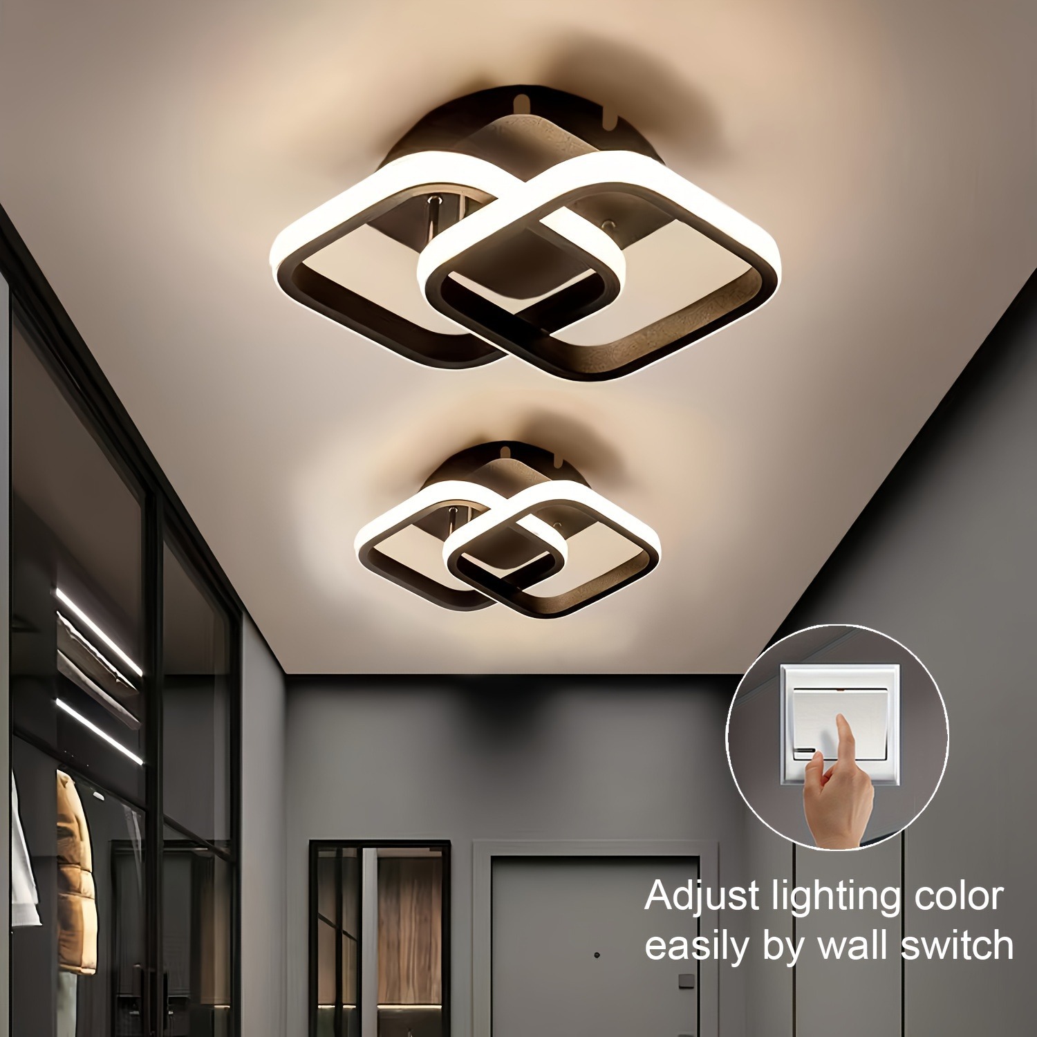 LED シーリングランプ廊下バルコニー黒、白屋内シャンデリアシーリングライト寝室リビングルーム通路装飾 110-220V