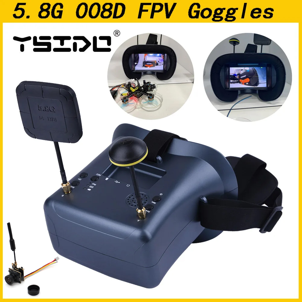 008D 5.8 グラム 40CH 4.3 インチ 800*480 ビデオヘッドセット HD DVR ダイバーシティ FPV ゴーグルバッテリーカメラ付き EV800D RC モデル RC FPV ドローン