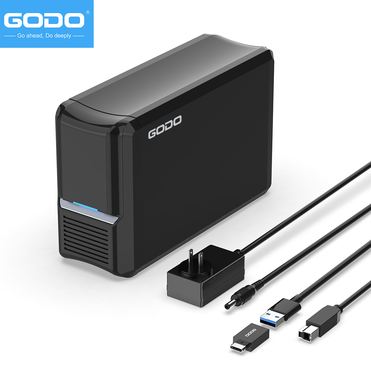 GODO 3.5 インチ USB3.0 デュアルベイハードドライブエンクロージャ 3.5 "SATA HDD 外部エンクロージャ RAID アルミニウムハードドライブドッキングステーション