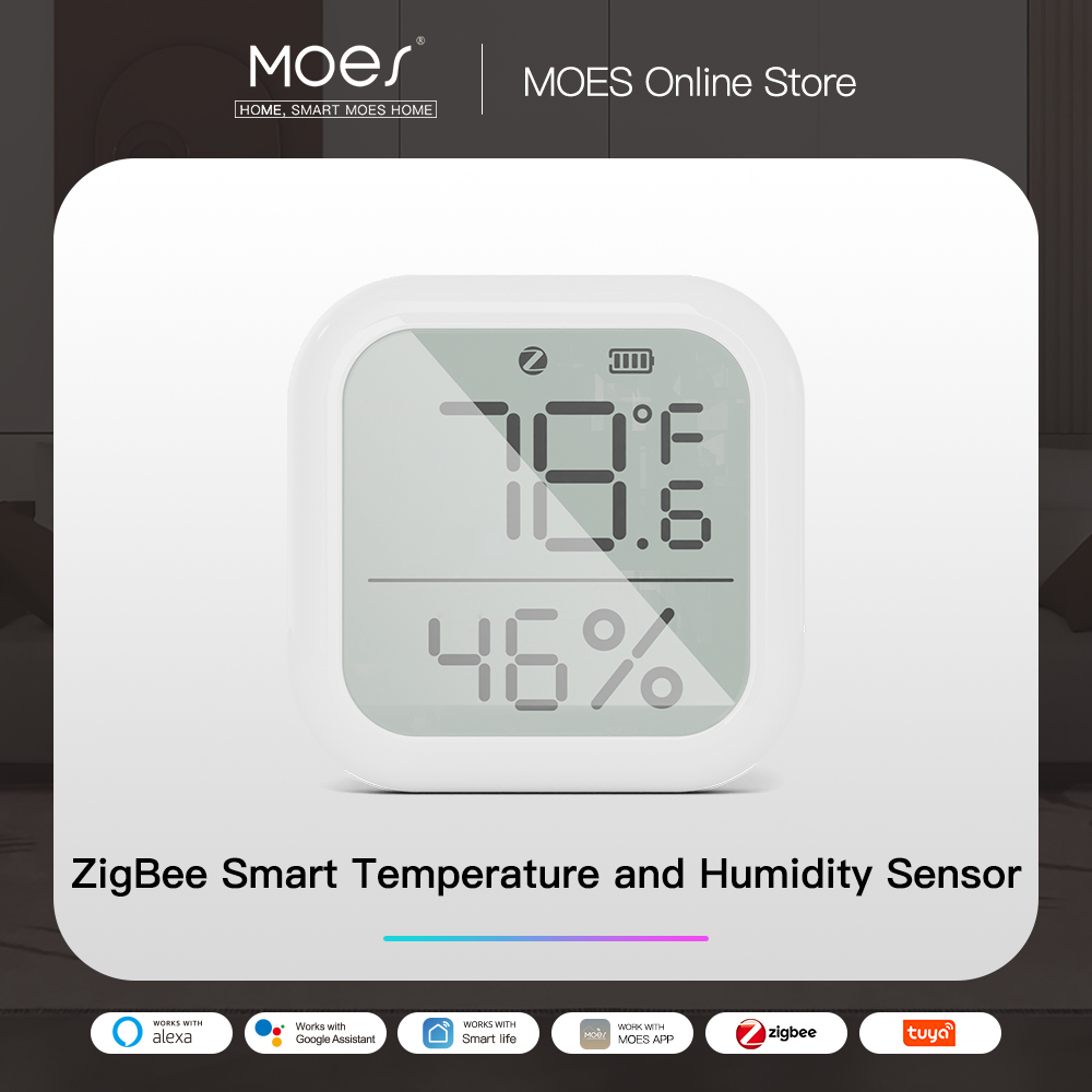 MOES Tuya スマート ZigBee 温度と湿度センサー屋内湿度計デジタル LCD ディスプレイスマートライフ APP リモコン付き