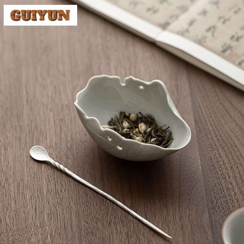 アンティークスタイル緑釉茶杓伝統的な茶河家庭用覚醒茶杓花茶カフェアクセサリー装飾品クラフト