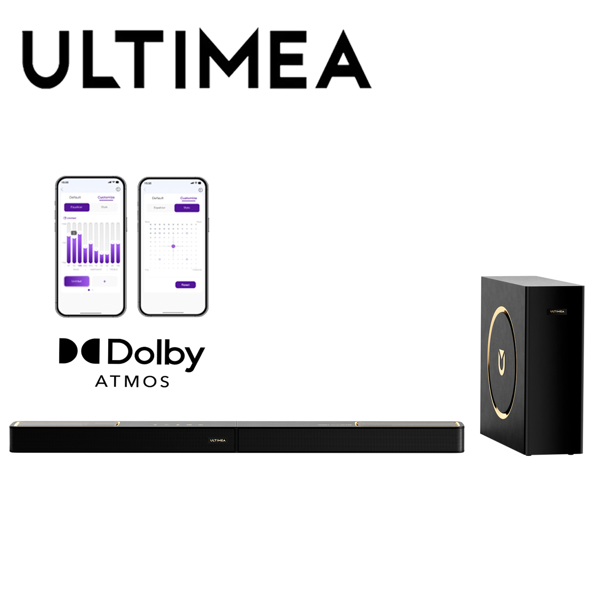 ULTIMEA Skywave F30 サウンドバー 3.1.2ch 300W Dolby Atmos サウンドバー、5.25 インチ有線サブウーファー付き、テレビ用ホームシアター、APP コントロール